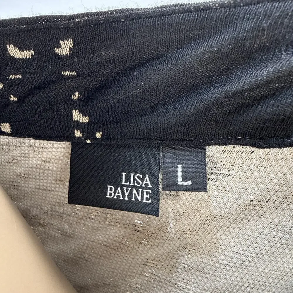 Lisa Bayne Knit Jacket Size L One Button Asymmetric‎ Black Circle Print Pockets